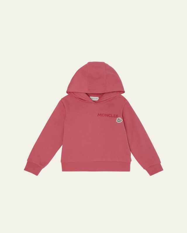 Girl's Embroidered Logo Applique Hoodie, Size 8-10